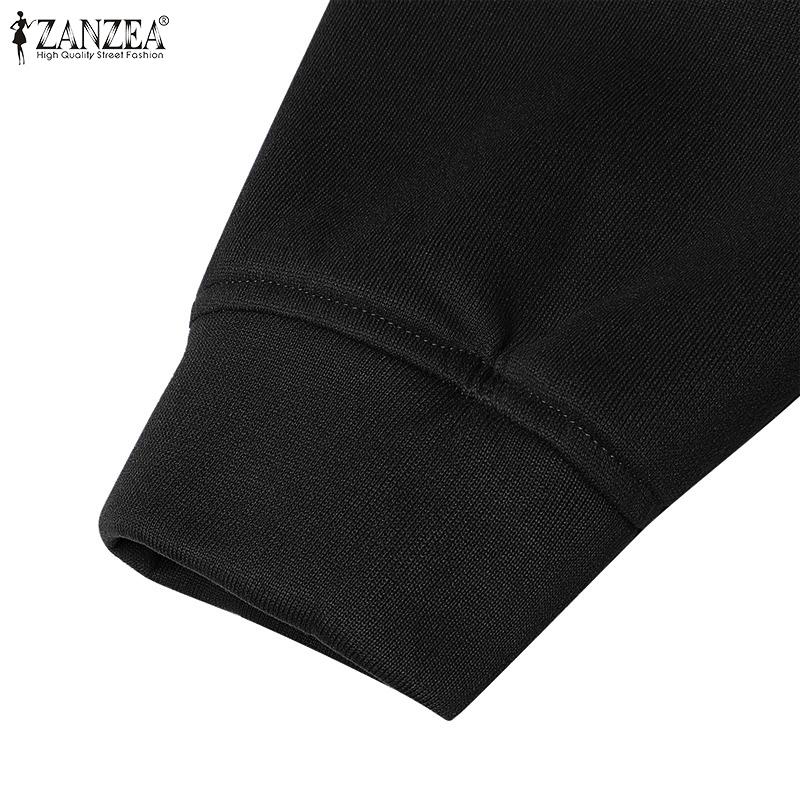 ZANZEA Damen Casual Langarm Herbst Hoodies Sweatshirt Kleid