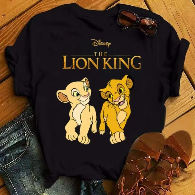 MINISO Hakuna Matata Disney Simba Lví král Tričko pro ženu Kawaii Trička Vtipné Harajuku Simba Unisex Tričko Dámské oblečení