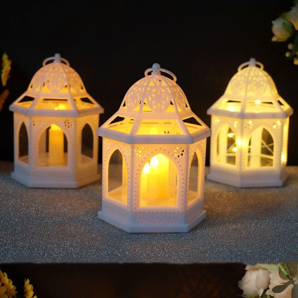 Bronze LED Lantern Light Plastic Eid Mubarak Light Creative Ramadan Decoration Muslim Islamic