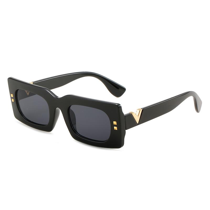 Narrow Frame Fashion European And American Personalized Sunglasses Women, Trendy ** Temple V-Shaped Sunglasses Men New