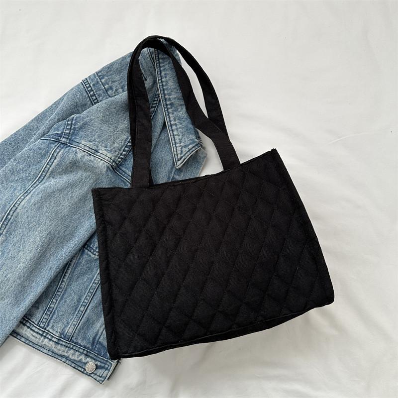 Chic Korean Style Canvas Tote Bag For Women Available In Black Beige And Gray