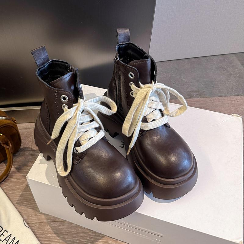 Flats Ankle Boots for Women Platform Lace Up Shoes  Winter Designer Sport Sneakers New Walking Comfort Leather Ladies Boots