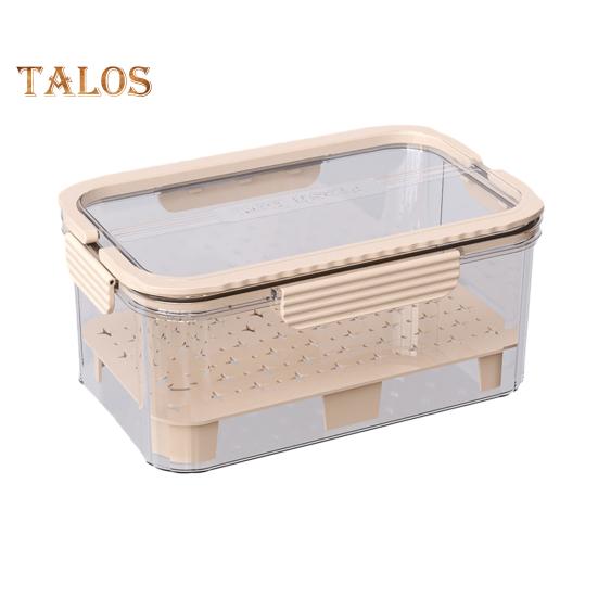 Контейнер для хранения салата, герметичный, прозрачный, контейнер для фруктов, двухъярусная корзина для охлаждения льда, переносной контейнер для фруктов с дренажным поддоном светло-желтого