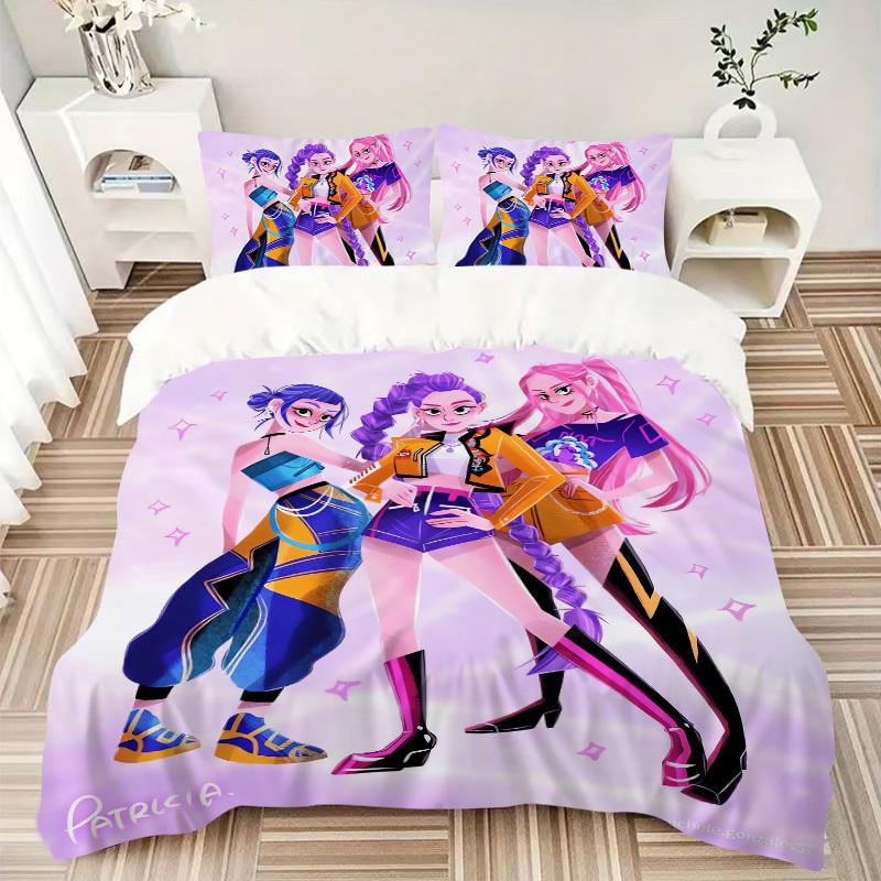 Colorful Fashion Friends Bedding Set - 3 Piece Comforter Cover Gift for Bedroom,Includes No InsertB125