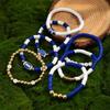 Versatile Unisex Football Charm Letter Beaded Bracelet Elastic Band Handchain for Everyday Wear Street Hand Jewelry