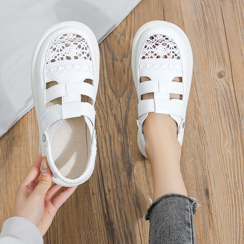 2025New Summer Hollow Breathable Mesh Ladies Shoes Literary Retro Flat Shoes Women's Sandals Shoes