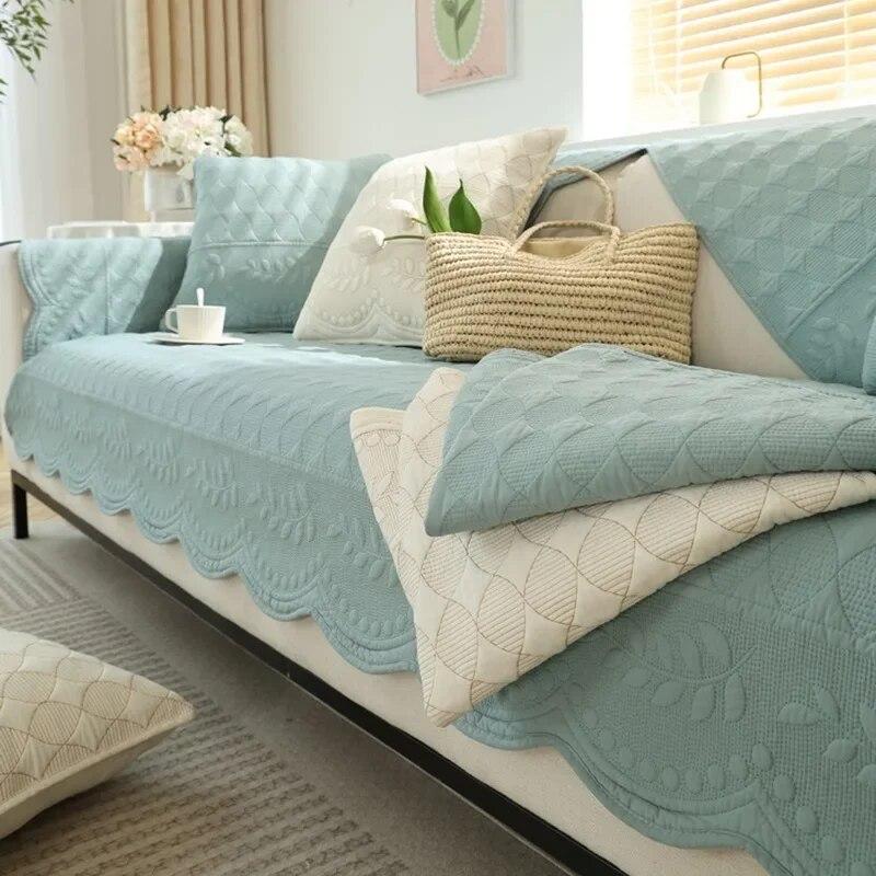 Universal Cotton Sofa Cover Towel  Nordic Solid Color Sofa Cushion for Living Room Non-Slip Sofa Cushion Armrest Backrest Cover