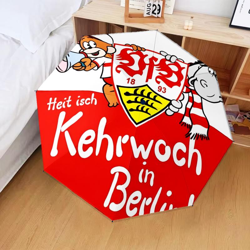 VfB Stuttgart Celebration Umbrella Folding Umbrella, Automatic Umbrella 8-Frame for Travel, Camping Use Gift for Halloween Christmas