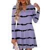 Women's Fashion Striped V-Neck Long Sleeve  Dress