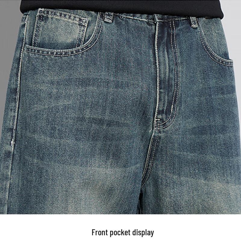 JEEP SPIRIT Men's Retro Blue Loose Fit Casual Jeans