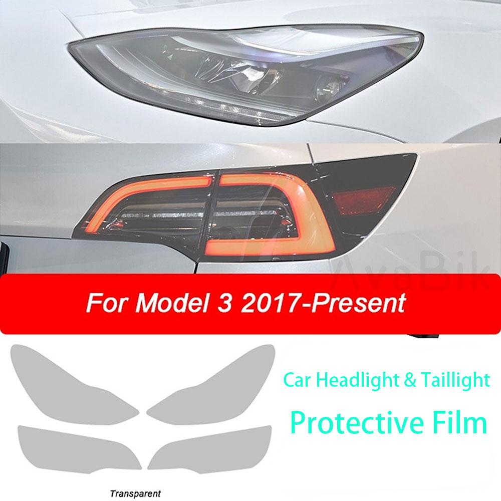 PPF Car Headlight Protective Film Headlamp Tint Taillight Smoked Black TPU Sticker for Tesla Model 3  - Accessories