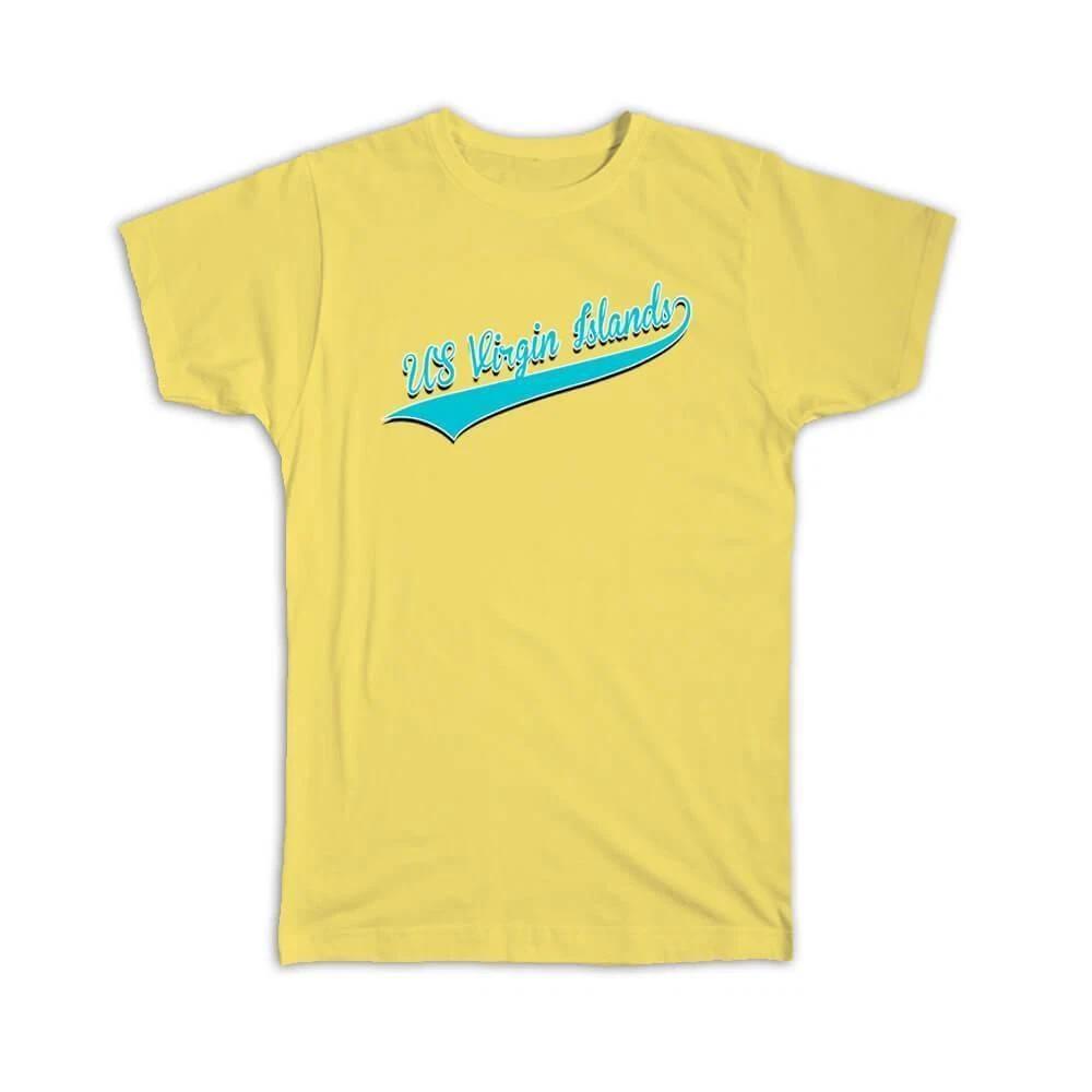 Gift T-Shirt : US Virgin Islands Flag Varsity Script Baseball Beisbol Country M