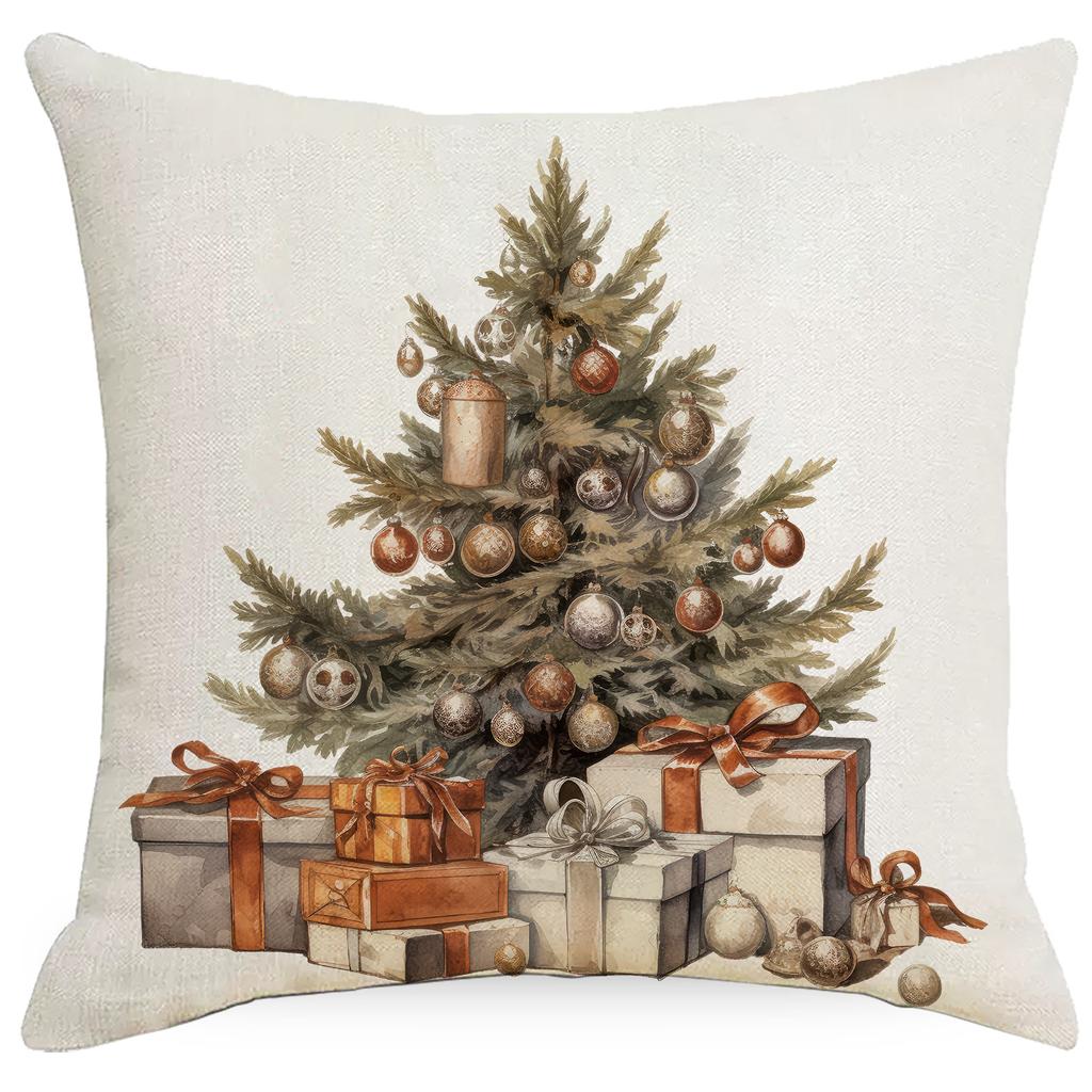 Weihnachts-Kissenbezug Festliche Heimdekoration Sofa Leinen Kissenbezug Kissenbezug Vintage Weihnachten
