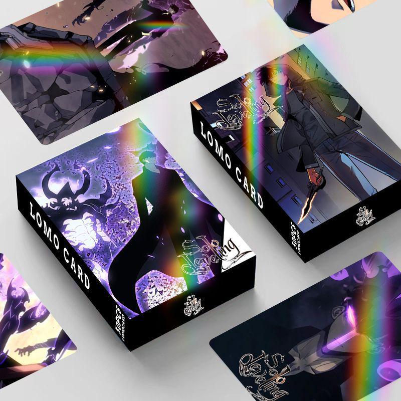Laser Flash Anime Double-Sided Photo Cards: 'I Alone Level Up' Collection - 30 Small LOMO Cards