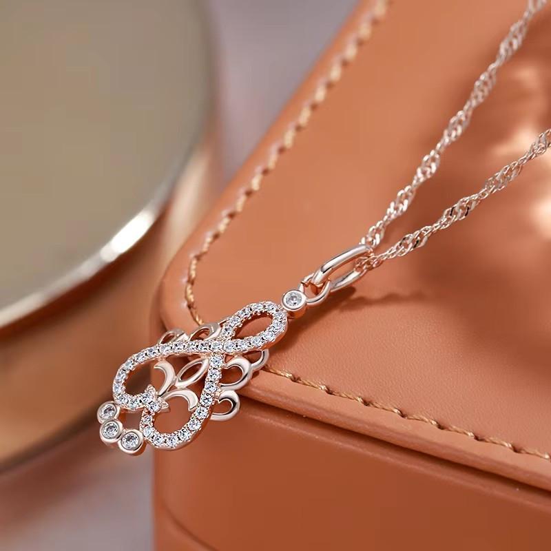 New Trend Crystal Flower Pendant Necklace Women Cubic Zirconia Rose Golden Ethnic Bride Necklace Fashion Vintage Jewelry Gifts