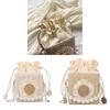 Woven Pearl Chain Shoulder Bag For Women With Drawstring Closure And Mobile Pocket