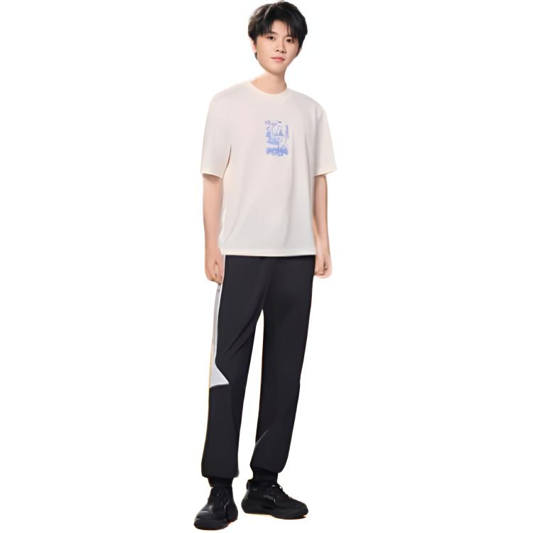 Li Ning X Disney Collaboration Stitch Series Round Neck Pullover Casual Short Sleeve T-Shirt Men T-Shirt Off-White ATSU153-1