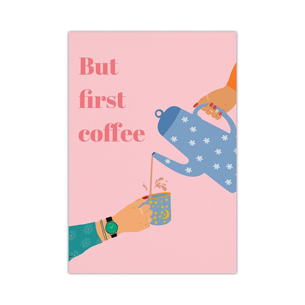 

1PC Pink But First Coffee Letters Posters Canvas Painting Modern Prints Wall Art for Kitchen Bar Home Office Decor Unframed 21X30CMNo Framed