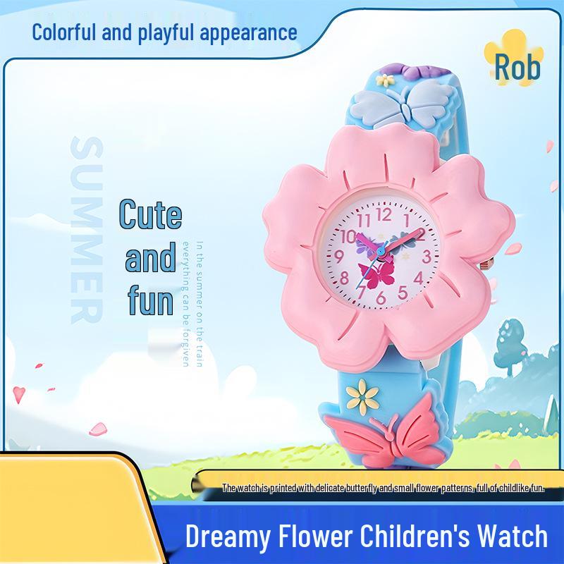 Colorful Cartoon Flower Silicone Wristwatch for Girls - Quartz Movement