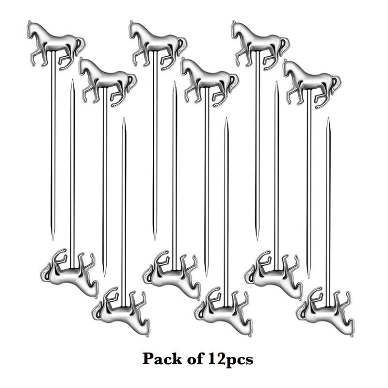 12PCS Cocktail Stick Cocktail Pick Skull Shape Horse Shape Martini Cocktail Drink Pin Fruit Pick, Set of 12