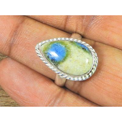 Natural K2 Jasper Solid 925 Sterling Silver Handmade Pear Ring Size US-07 MK-02