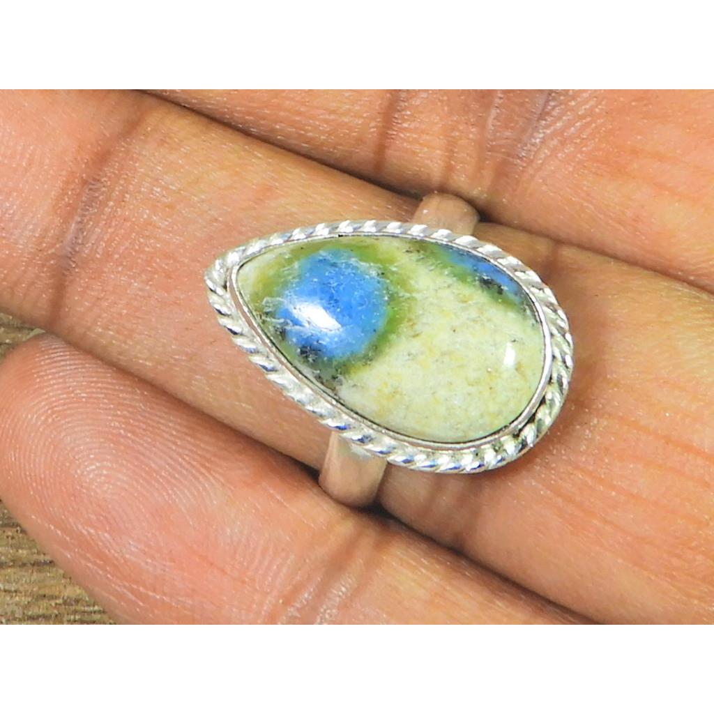 

Natural K2 Jasper Solid 925 Sterling Silver Handmade Pear Ring Size US-07 MK-02