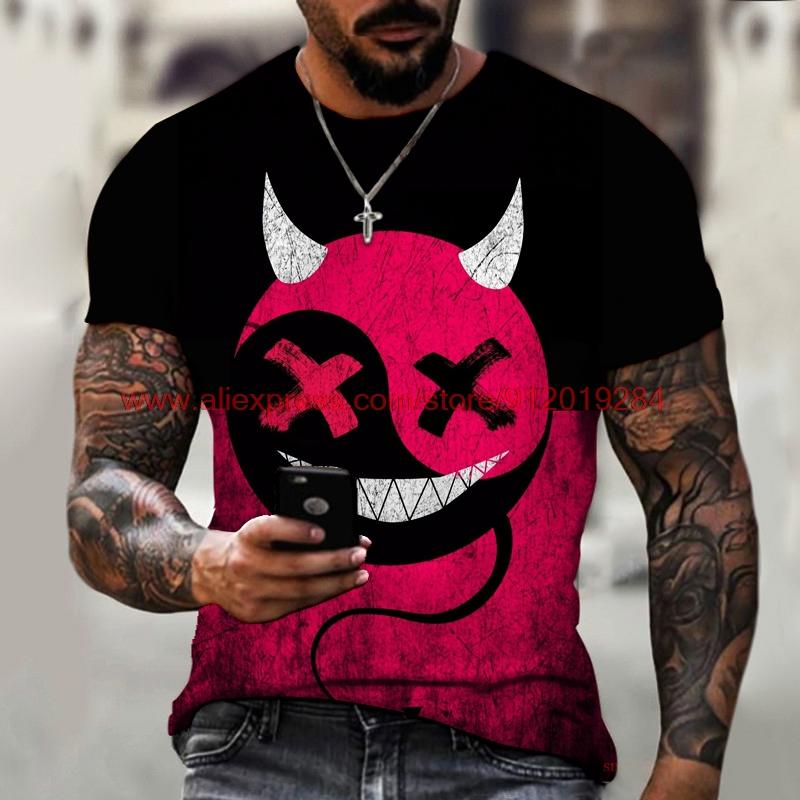 Herren T-Shirt mit lustigem Muster, Horror-O-Ausschnitt, Sommermode, Top, Herrenbekleidung, große Größe, Streetwear, Herren-Hip-Hop-3D-T-Shirt, Top-T-Shirt