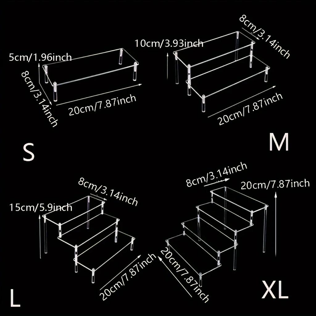 1pc Versatile Acrylic Ladder Display Stand - Transparent, Elegant for Anime Models, Cosmetics, & More - Ideal for Retail