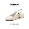 Augustine Mary Jane Bag Head Sandals Women's 2025 New Summer Square Head Word with Empty French Small Leather Shoes