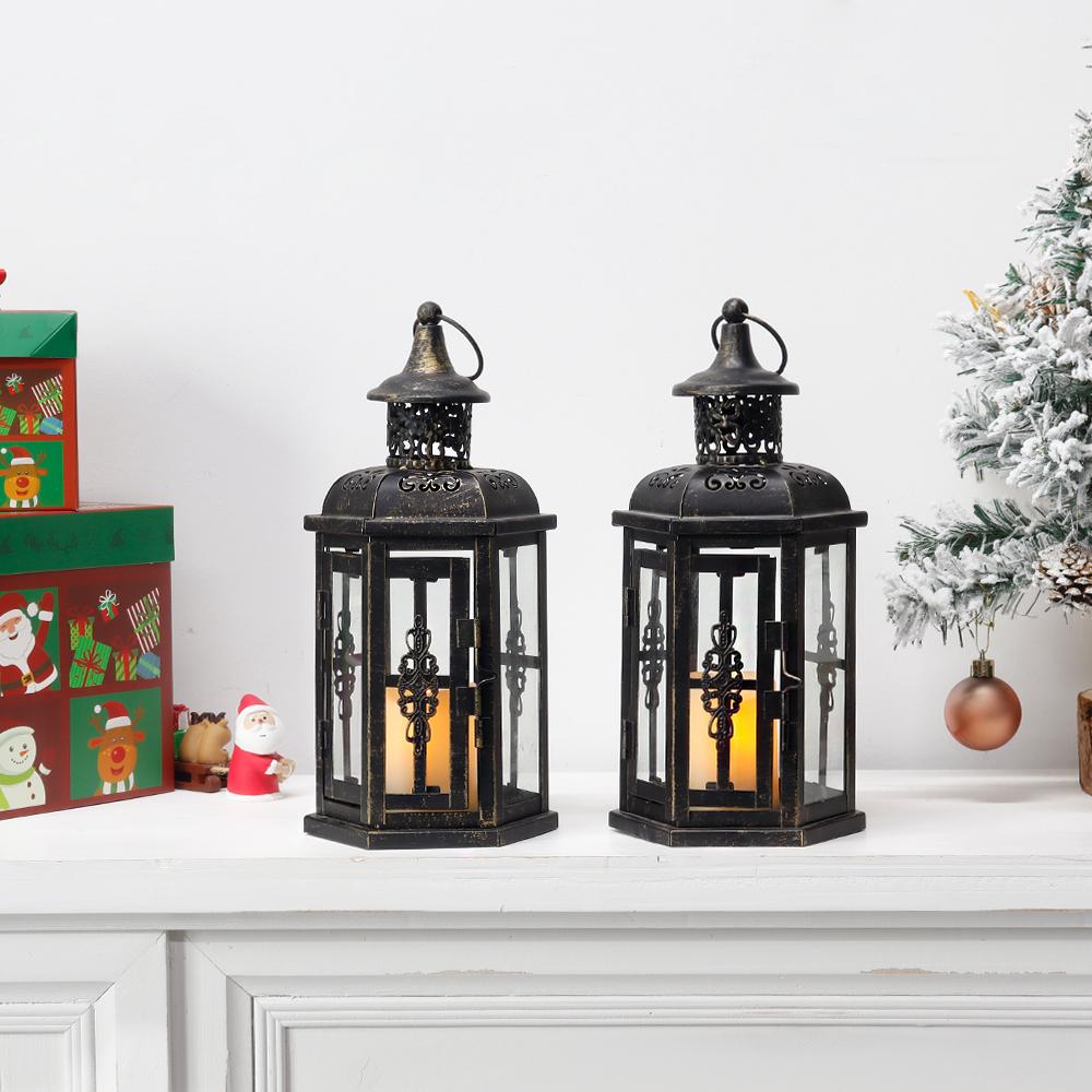 Vintage Candle Holder Lanterns 10 Inch High Decorative Hanging Lantern Bird Cage Metal Candle Holder Black Garden Home Decor
