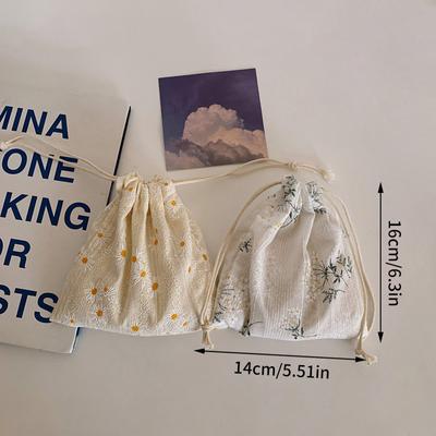 Bolsa con Cuerda para Almacenamiento de Joyas, Cosméticos y Margaritas para Mujer, Monedero Pequeño y Lindo, Bolsa con Cordón DIY, Bolsos de Mano de Viaje a Prueba de Polvo