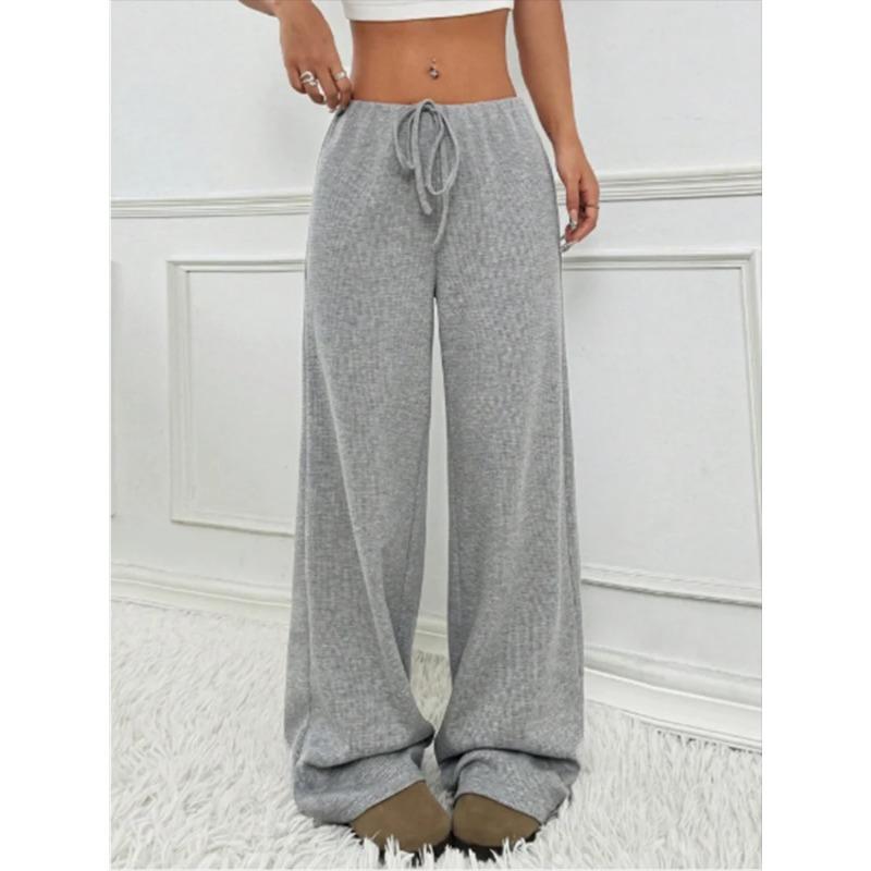 Striped Printed Long Pants Women's Casual Lace Up Pants High Street Fashion Elegant Autumn Straight Leg Pants