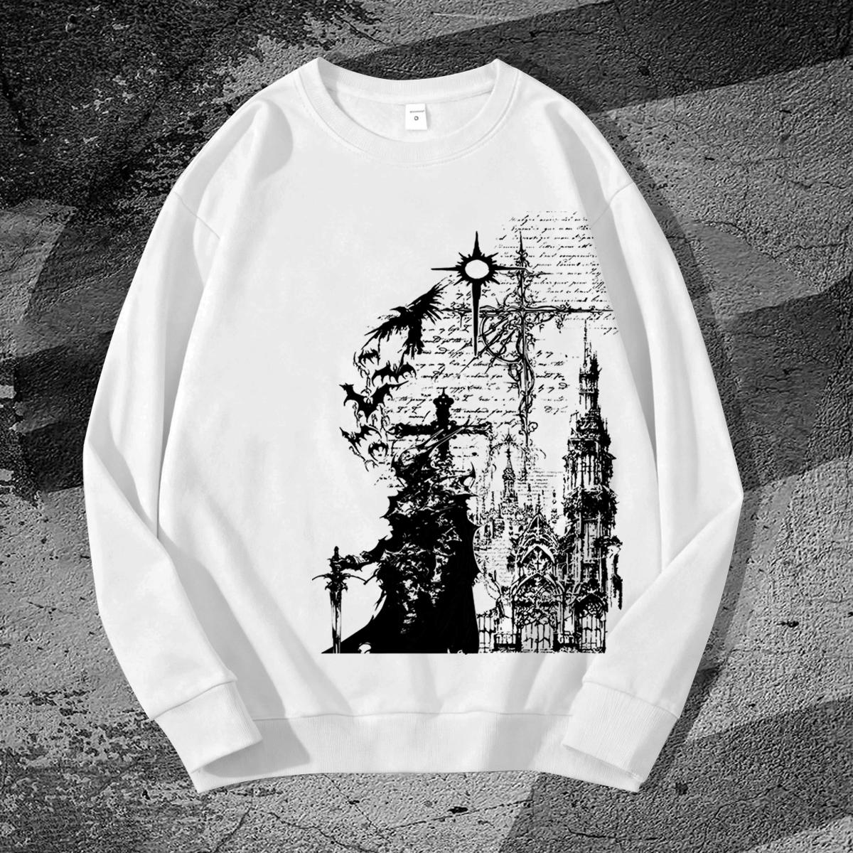 

Men s Round-Neck Sweatshirt - High-Street, Loose-Fit, Casual, Cropped Top for Men and Women, Suitable for Everyday Wear, Sports, Work, and Business XL білий