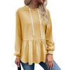 Women's Casual Hoodie Ruffle Tops, Long Sleeve Hooded Long Sleeve Solid Color Sweatshirt