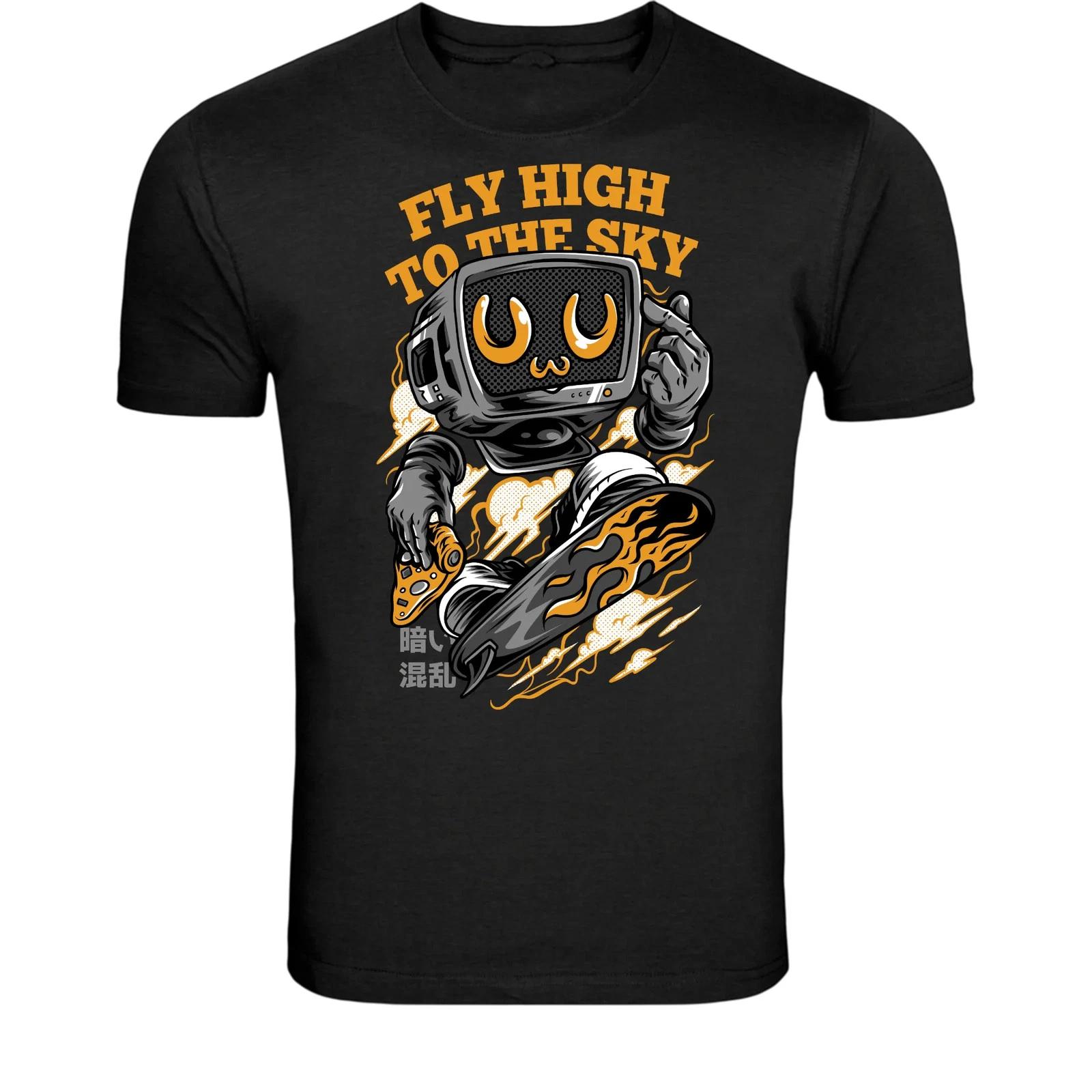 Fly High To The Sky Gamer T-Shirt - Gaming Controller Retro S