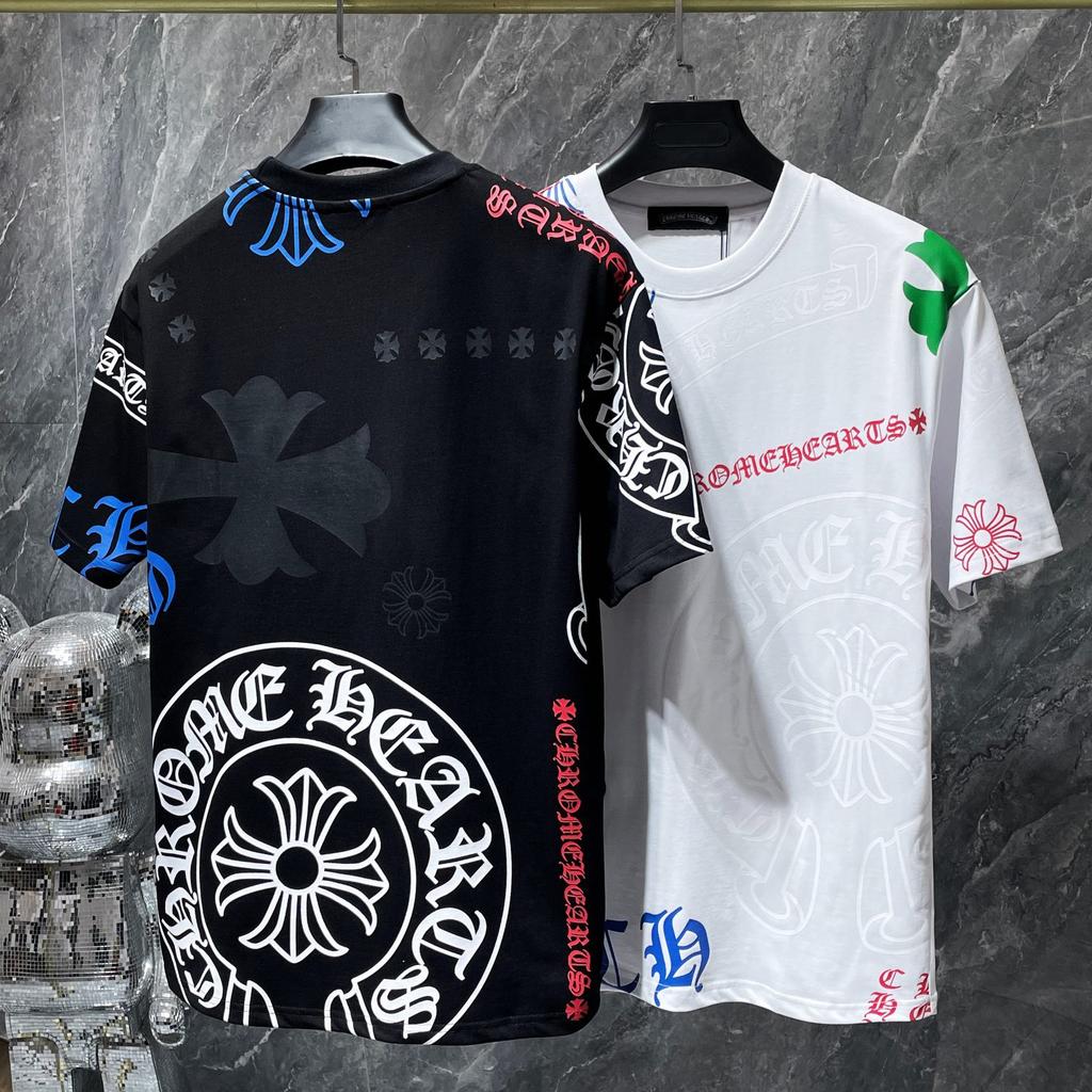 8725 CHROME HEARTS 2025 Summer New High Quality Cotton Round Neck Loose Large Size Men's and Women's T-shirt Couple T-shirt