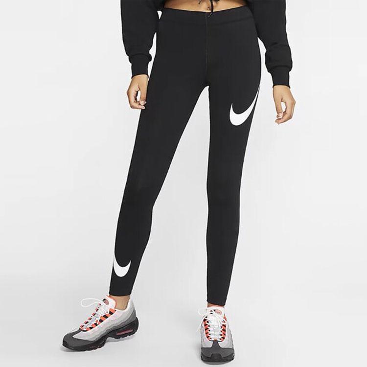 Nike Îmbrăcăminte sport, cu imprimeu cu logo, slim fit, cu talie mijlocie, pantaloni de fitness pentru femei, negru CJ2656-013