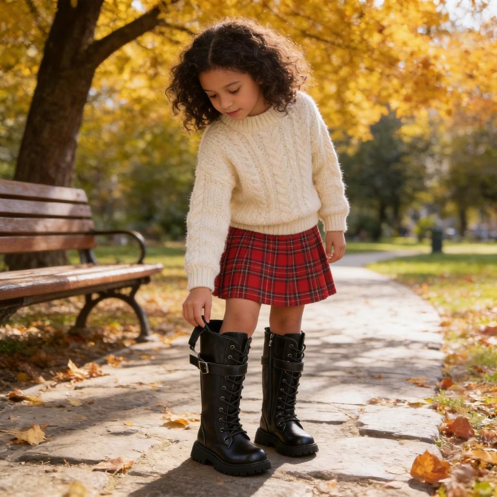 Childrens High Boot With Synthetic Leather And Rubber Sole For Casual Winter Wear