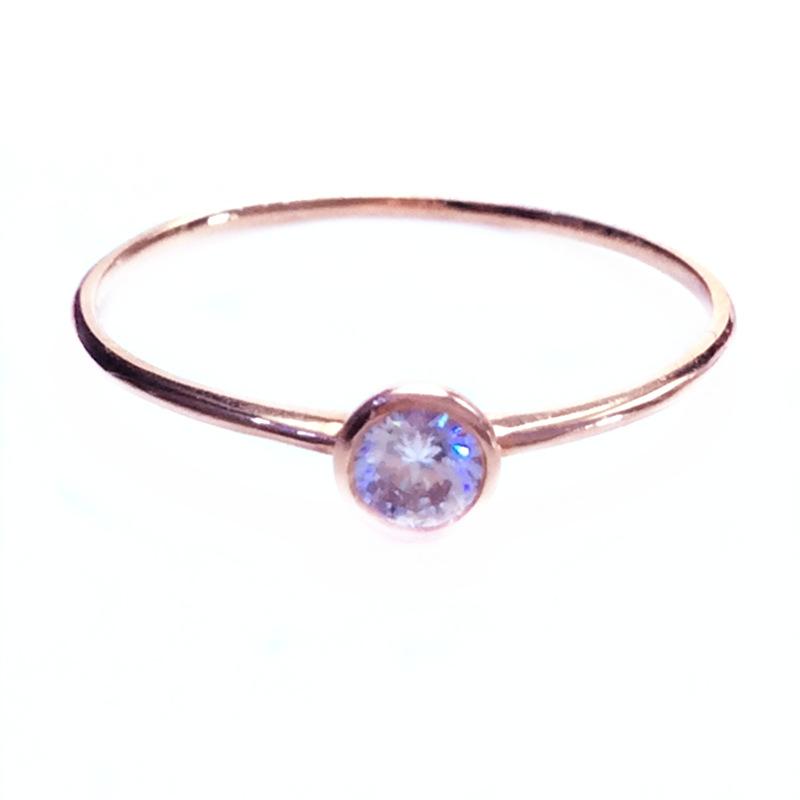 Rose Gold Plated Purple Gold Zircon Ring Light Luxury Fashion Trend Color Gold Open Ring
