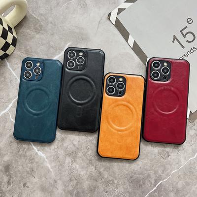 For Apple IPhone 11 12 13 14 15 16 Pro Max Plus Phone Case Crazy Horse Silicone Leather Pattern Magnetic Soft Protective