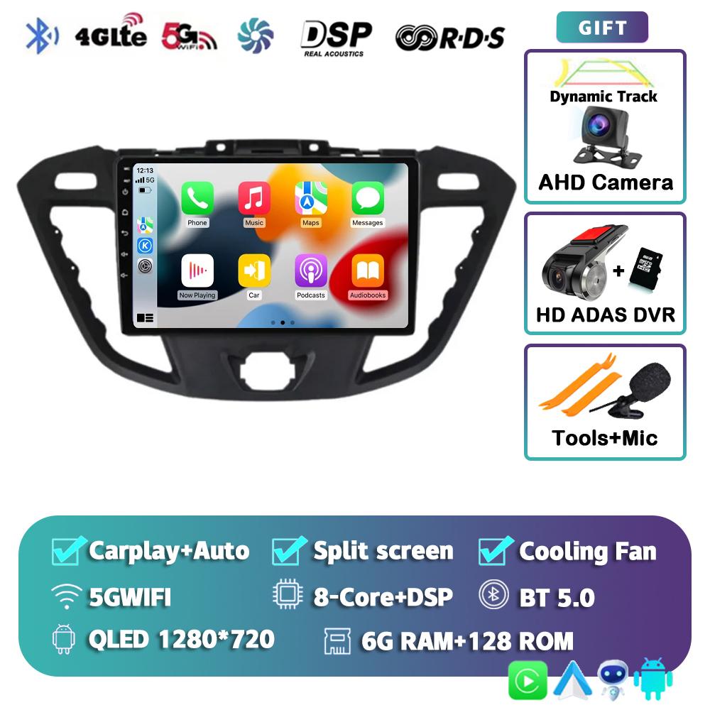 Android 14 Carplay Auto for Ford Transit Tourneo Custom 2013-2021 Navigation Car Radio 2 Din Multimedia Player Head Unit Stereo