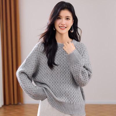 Jinjuan Women's Angora Wool Blend Jacquard Knit Sweater