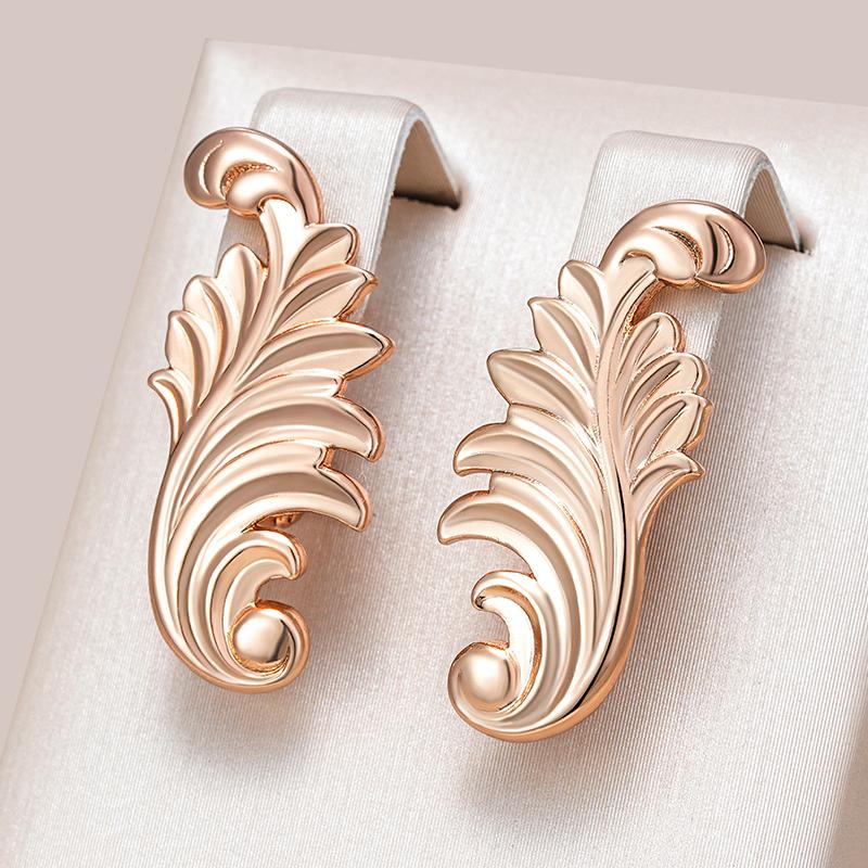 Fashion Glossy Dangle Earrings For Women Rose Gold Color Simple Ethnic Pattern High Quality Daily Fine Jewelry