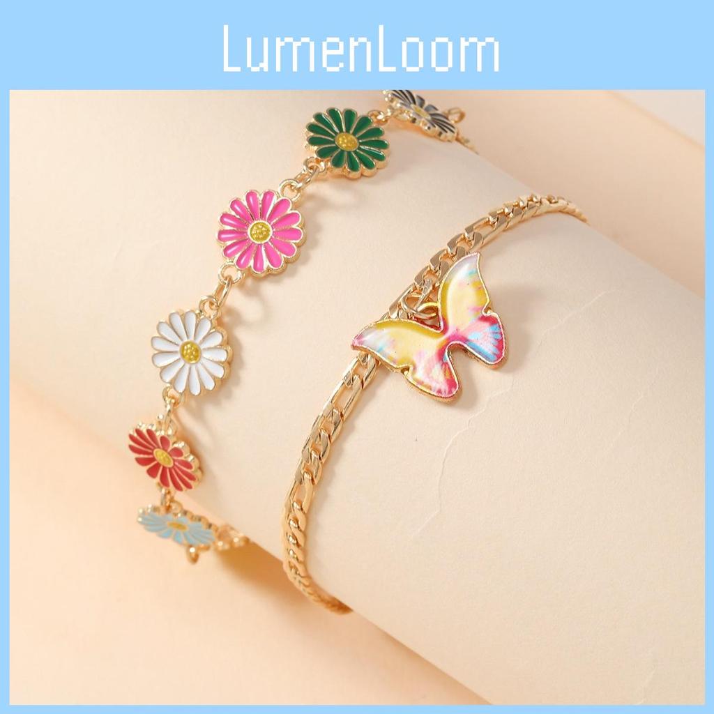Fashion Modern Ladies Anklet Set With Colorful Daisy Motif For Wear Casual