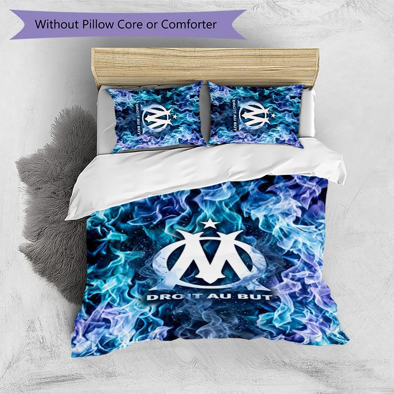 Olympique Lyonnais FC Printed 3PCS Bedding Set Breathable Duvet Cover with Pillowcases Decorative Bed Linen for Bedroom Home