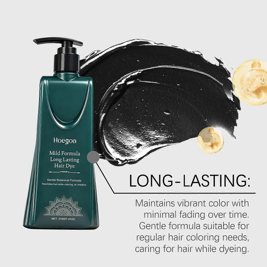Hoegoa Natural Black Hair Dye Cream - Gentle Plant-Based Ingredients, Natural And Easy To Color, Convenient For Daily Use And Covering Gray Hair