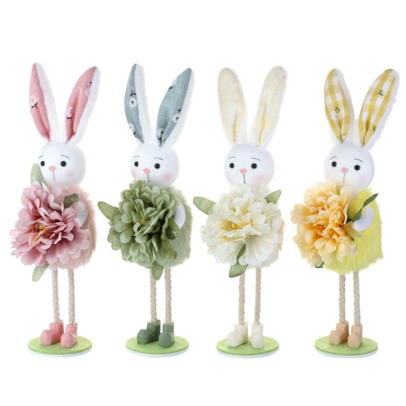 

Pack of 4 Easter Rabbit Decorative Figurines for Home and Party Use Solid Plastic Polyester User Friendly Materials 1