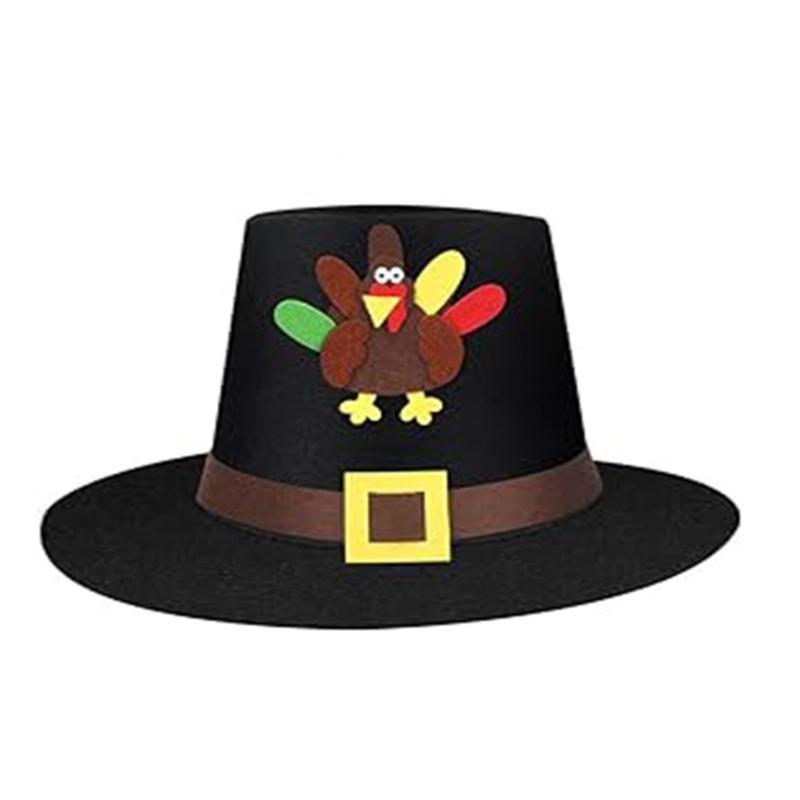 Elegant Hat With Silver Buckles Decoration Light Weight Party Hat Thanksgiving Costume Accessory For Men Women
