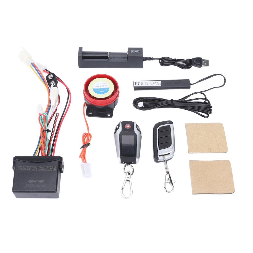 Sistema de alarme para motocicleta 48?Alarme bidirecional 145 V PKE Entrada automática com trava e desbloqueio para veículos off-road