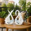 Modern Elite Swan Pair Ceramic Art Figure, Beautiful Home Décor, White Color